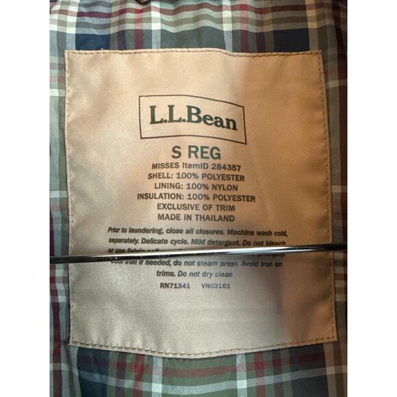 L.L Bean Riding Vest Quilted Tan Plaid Lining Small Regular - Picture 3 of 11